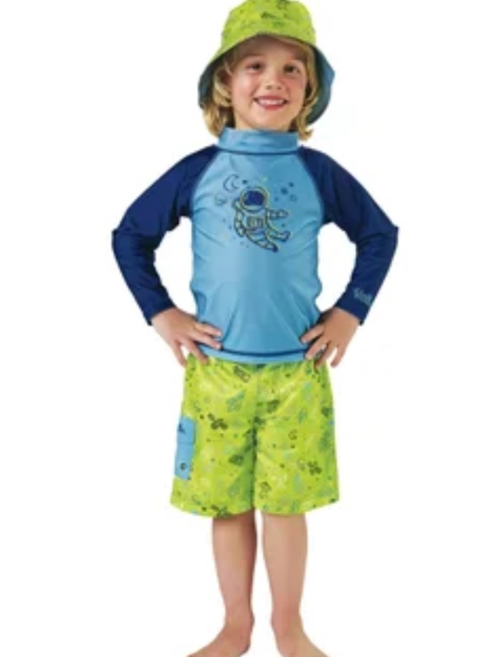 UV Skinz 4T Swim Set, Swim shorts, UPF 50 shirt and reversible bucket hat.